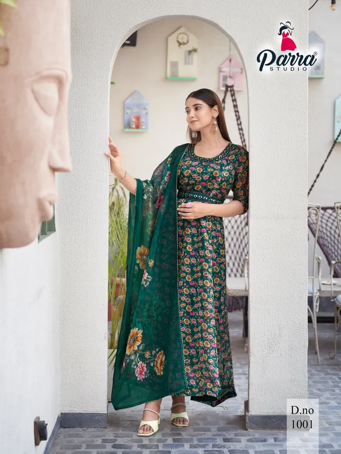 Sangin By Parra Studio Soft Organza Digital Print Anarkali Kurti With Bottom Dupatta Wholesale Shop In Surat